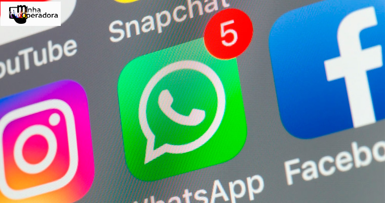 Icone do Whatsapp Facebook e Instagram na tela do celular