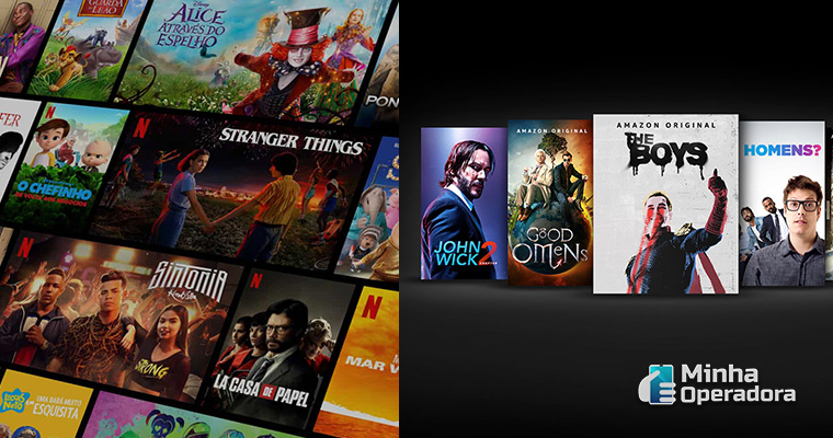 Imagem: Homepage da Netflix e Amazon Prime Vídeo