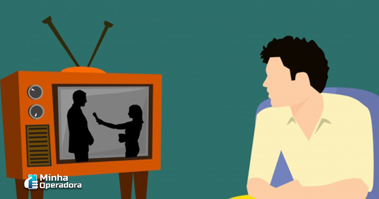 Ilustração: Homem assistindo TV