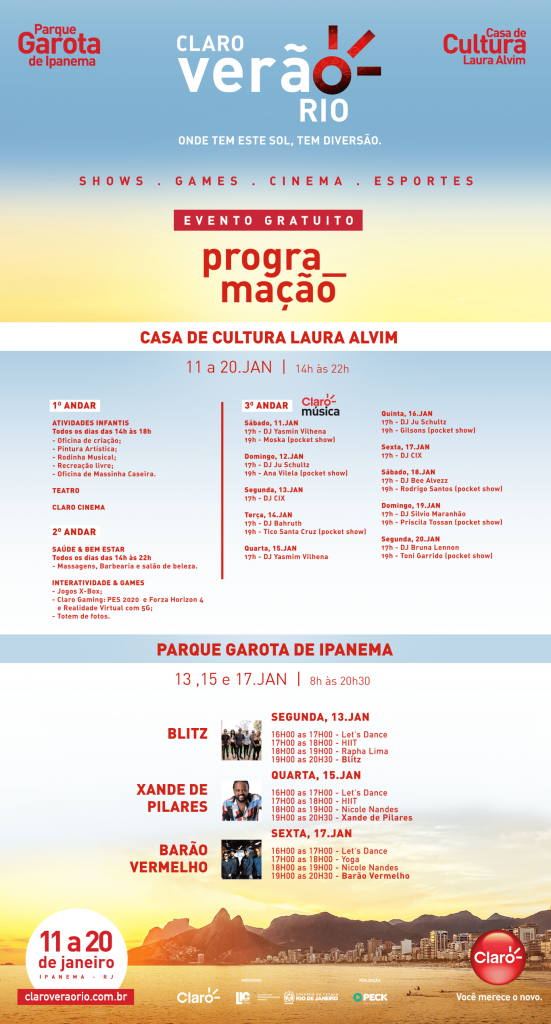 Programação do Claro Verão Rio