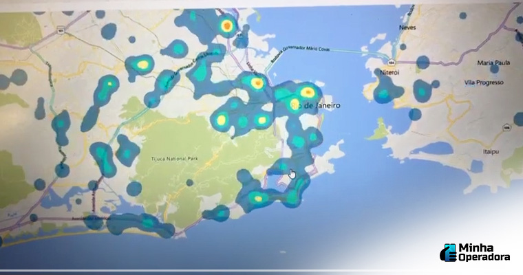 Mapa de calor mostrado pelo SinditeleBrasil