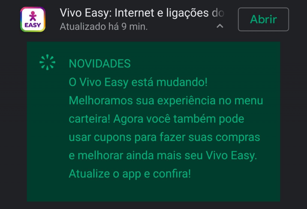 Atualização do Vivo Easy.