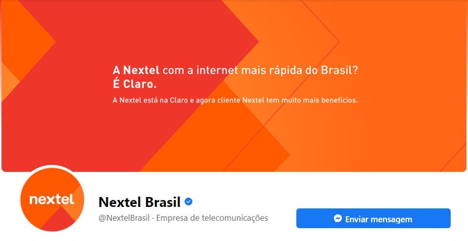 Atualização da Nextel nas redes sociais.