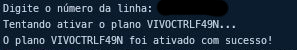 Script em ação na ativação de planos.