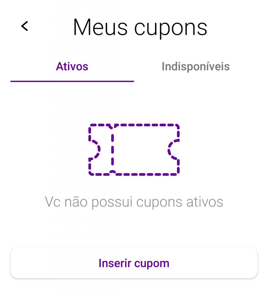 Aba de "Meus Cupons" do Vivo Easy.