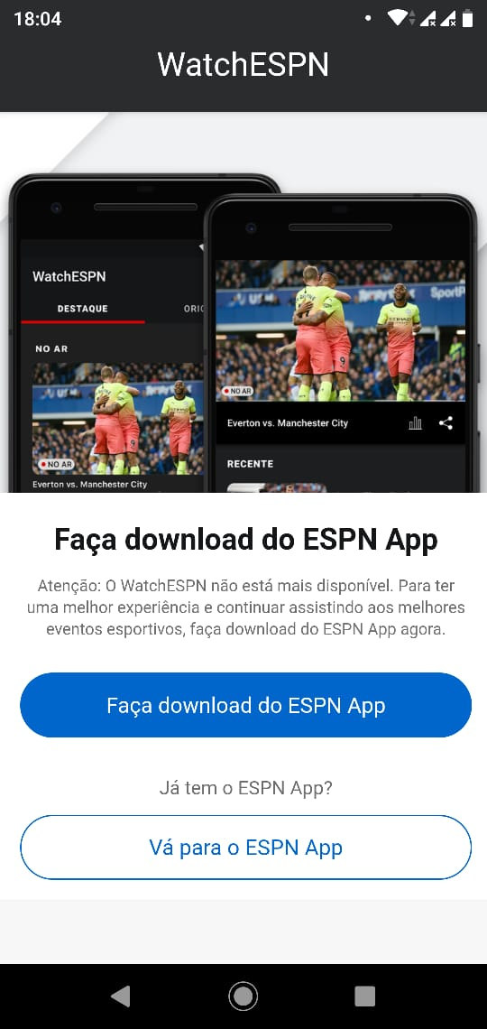 Disney tira do ar aplicativo de streaming WatchESPN