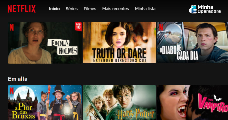 Interface da Netflix