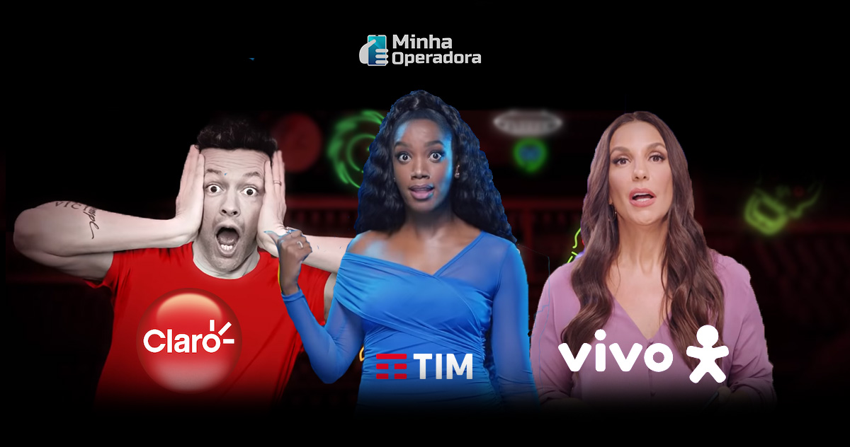 Lucas Lima, IZA e Ivete Sangalo, estrelas da Claro, TIM e Vivo. Imagem: Reprodução YouTube