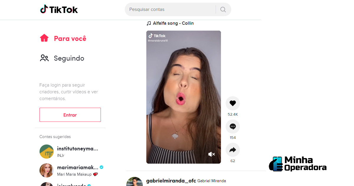 Interface do TikTok