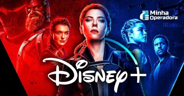 Imagem de divulgação do filme, como o logotipo do Disney+ na parte inferior do centro da imagem.