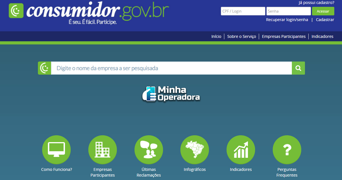 Interface do Consumidor.gov