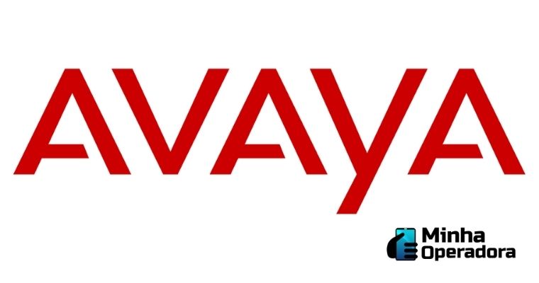 Logotipo da Avaya em vermelho com o fundo branco.