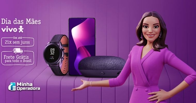 Campanha promocional da Vivo com a Ivete Sangalo em animação apresentando smartphones e acessórios.