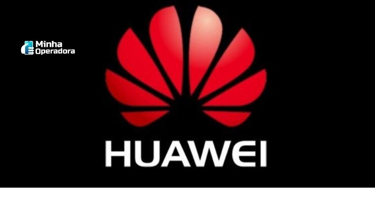 Logomarca Huawei com o fundo preto
