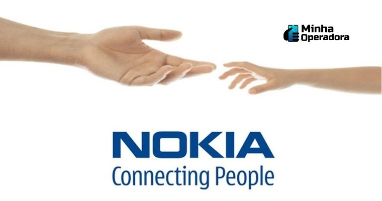 Logomarca da Nokia com o escrito "Connecting People"