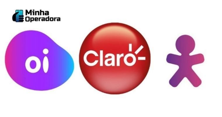 Logotipos da Oi, Claro e Vivo.