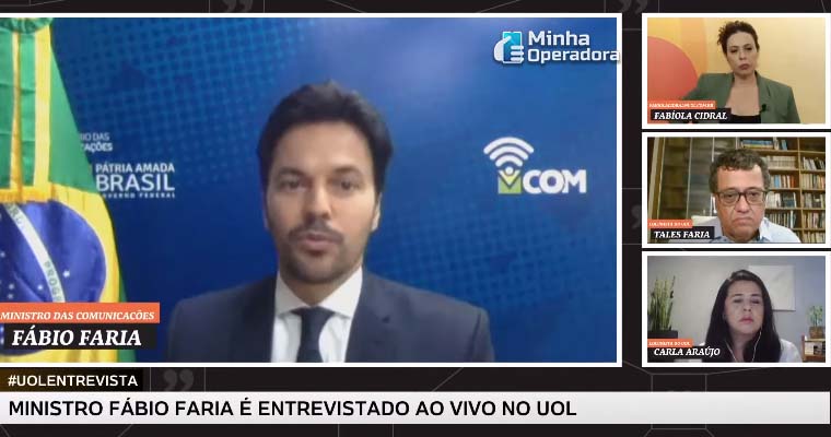Ministro Fabio Faria em entrevista para o UOL, falando sobre o 5G.