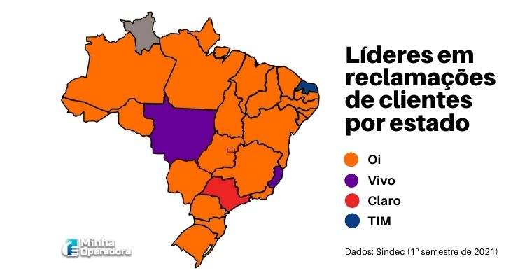 Líderes em reclamações de clientes por estado