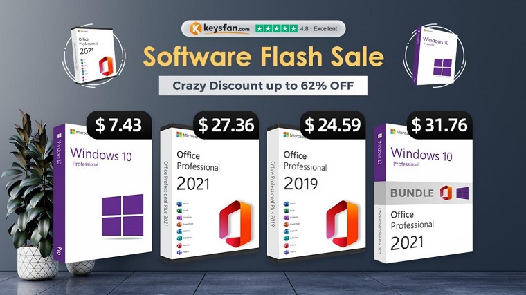 Venda Relâmpago de Software Keysfan - Windows e Office originais com até 62% de desconto
