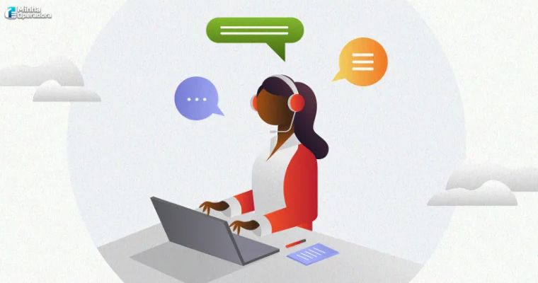 Ilustração de uma pessoa que trabalha em telemarketing ativo