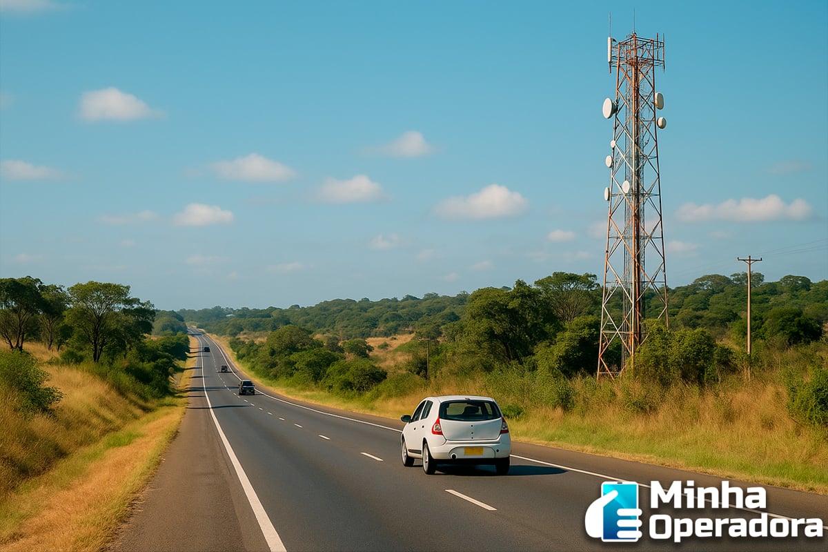 carro estrada sinal Brasil 5G 4G