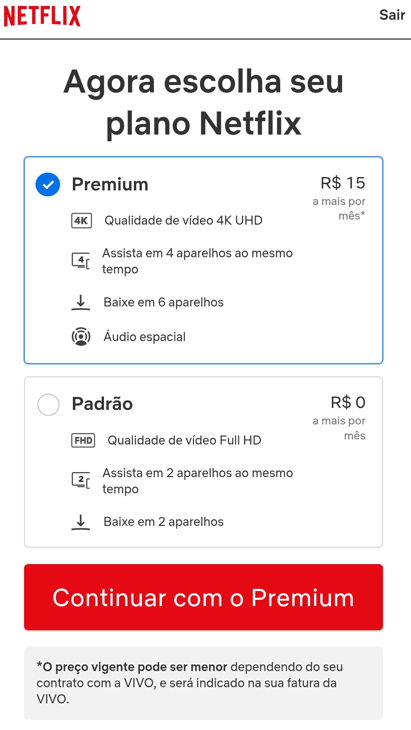 Promoção Vivo com Netflix