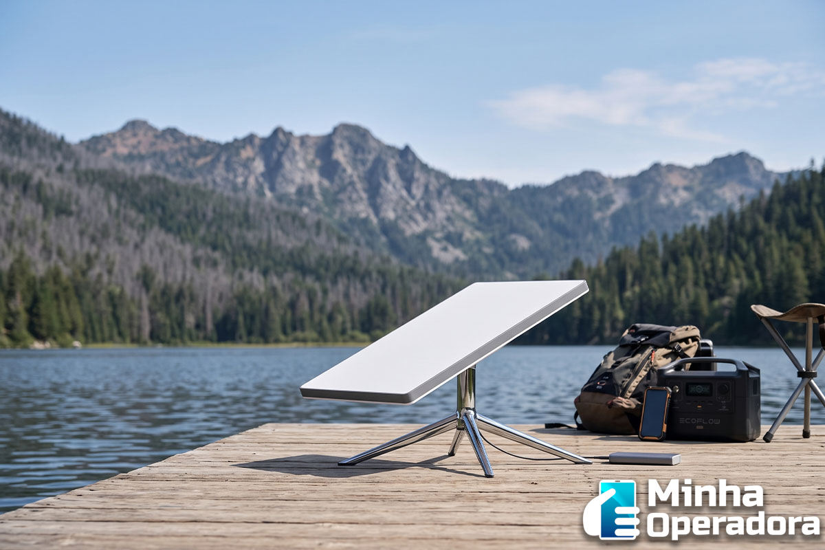 Antena Starlink Mini Acampamento SpaceX, aluguel, Starlink Mini